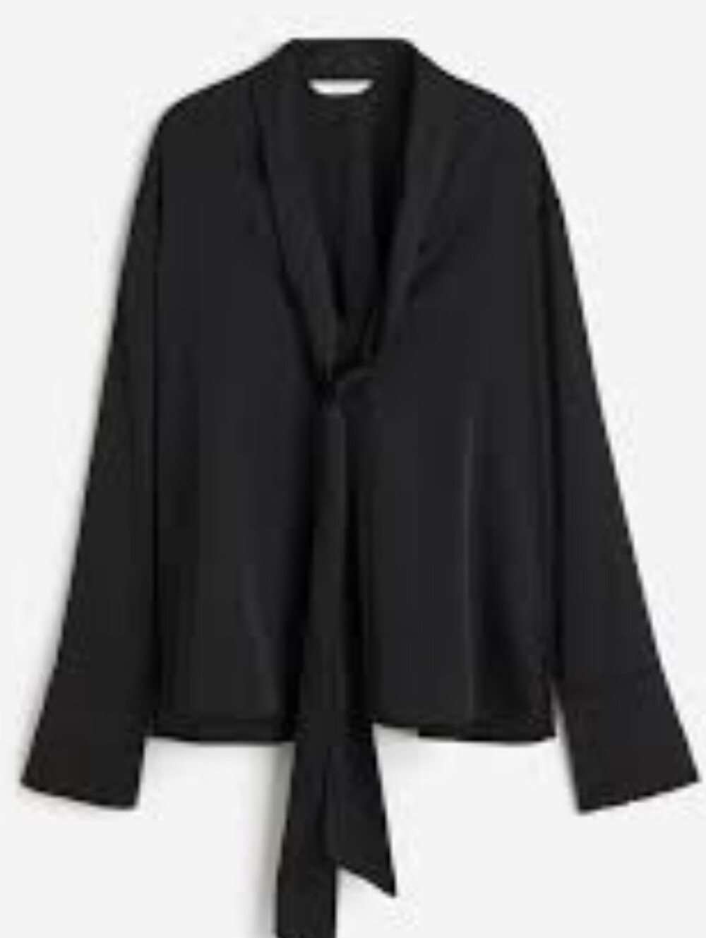 H&M Black Tie-Front Satin Blouse